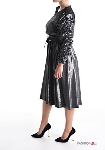 Robe manches longues brillant avec ceinture - ph 3