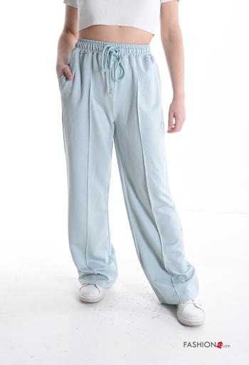 Pantalone sportivo wide leg con tasche con elastico - ph 1
