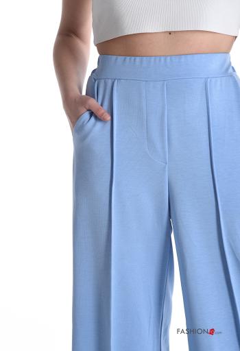 Pantalone vita alta wide leg con tasche con elastico - ph 4
