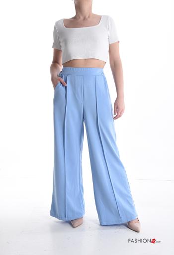Pantalone vita alta wide leg con tasche con elastico - ph 5