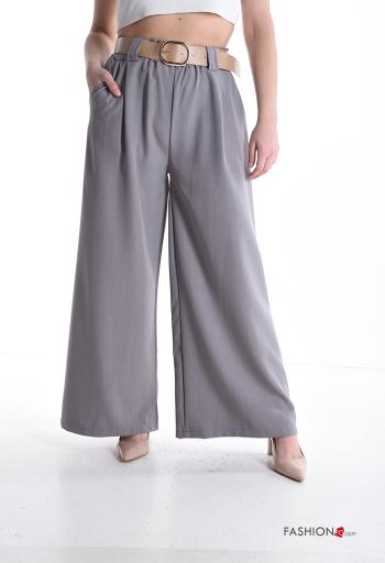 Pantalone wide leg con elastico con cintura con tasche - ph 1