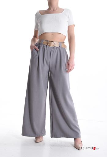 Pantalone wide leg con elastico con cintura con tasche - ph 5