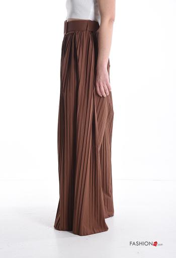 pleated wide leg Cotton Trousers with belt - ph 3