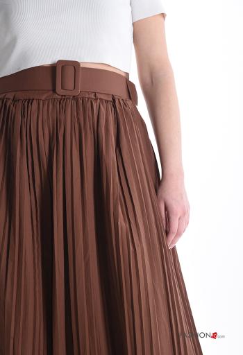 pleated wide leg Cotton Trousers with belt - ph 4