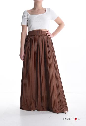 pleated wide leg Cotton Trousers with belt - ph 5