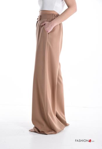 high waist wide leg Trousers with buttons with zip - ph 3
