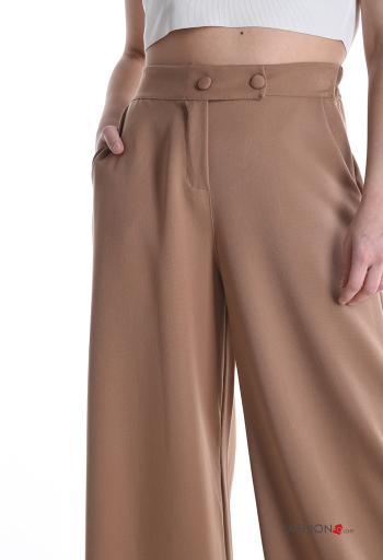 high waist wide leg Trousers with buttons with zip - ph 4