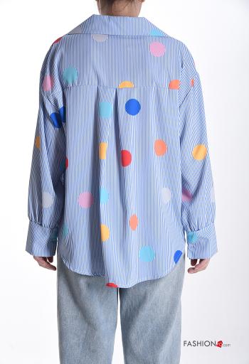 Blusa maniche lunghe con colletto Fantasia mista scollo a V - ph 2