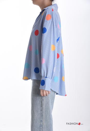 Blusa maniche lunghe con colletto Fantasia mista scollo a V - ph 3