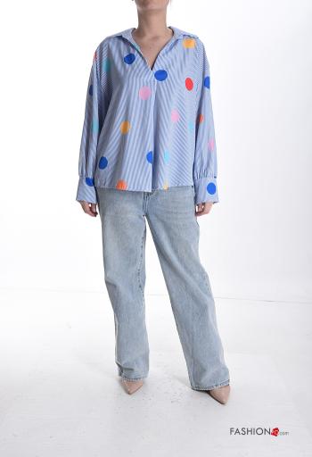 Blusa maniche lunghe con colletto Fantasia mista scollo a V - ph 5