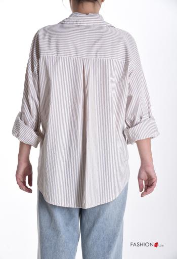 Camicia in Cotone con colletto Fantasia righe con bottoni con tasche - ph 2