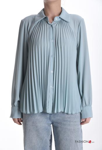 Camicia con colletto plissé maniche lunghe con bottoni