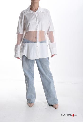 Camicia con colletto tulle maniche lunghe con bottoni - ph 5
