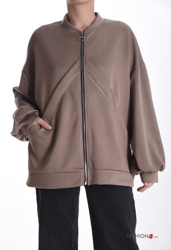 Felpa maniche lunghe con tasche con zip