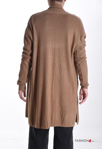 Cardigan maniche lunghe con spacco con tasche con frange - ph 2