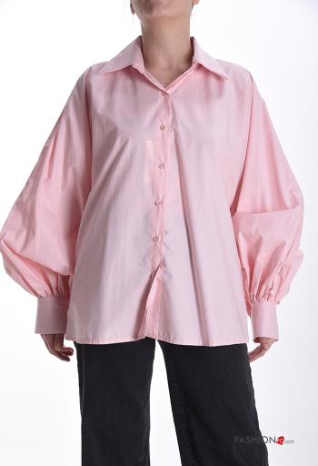 puff sleeve with collar long sleeve Cotton Shirt with buttons - ph 1
