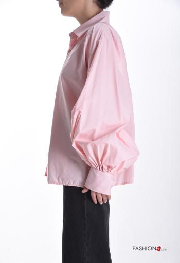puff sleeve with collar long sleeve Cotton Shirt with buttons - ph 3