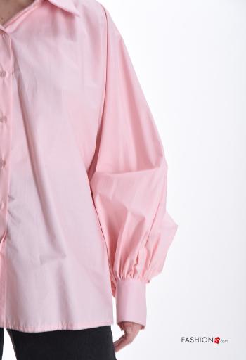 puff sleeve with collar long sleeve Cotton Shirt with buttons - ph 4