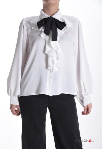 Camicia maniche lunghe con colletto con balze con bottoni