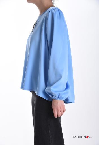 Blusa girocollo raso maniche lunghe Fantasia cuore con strass - ph 3