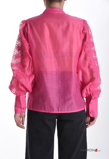 Camicia pizzo maniche lunghe Fantasia ricamata con bottoni - ph 2