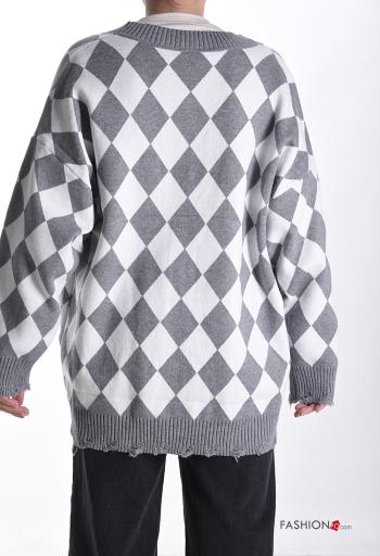 Cardigan oversize Fantasia geometrica con bottoni scollo a V - ph 2