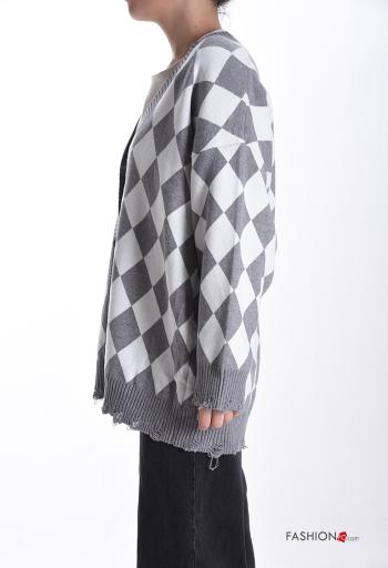Cardigan oversize Fantasia geometrica con bottoni scollo a V - ph 3