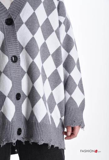 Cardigan oversize Fantasia geometrica con bottoni scollo a V - ph 4