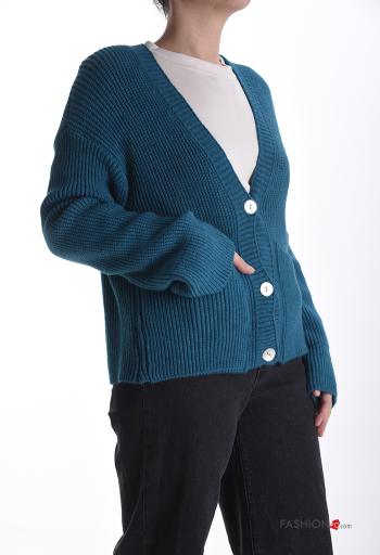 Gilet Côtelé manches longues à boutons à col en V avec poches