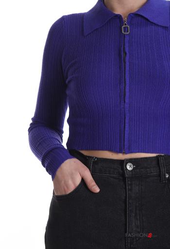 Maglione corto con colletto con zip - ph 4