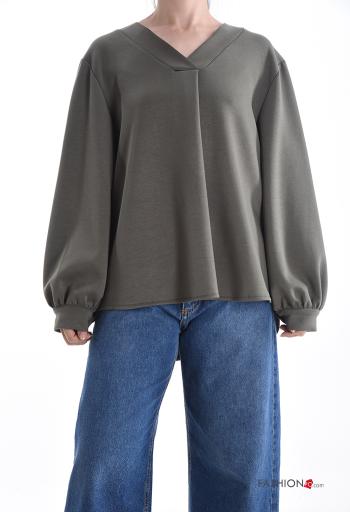 Sweatshirt oversize manches longues à col en V