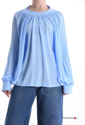 Blusa plissé maniche lunghe con bottoni