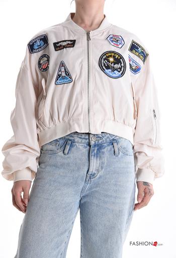 Blusão Bomber curto com forro com fecho com bolsos com elástico - ph 1