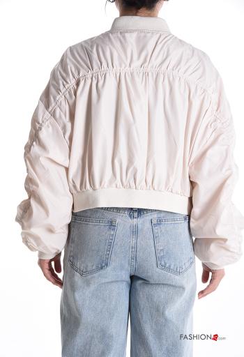 Blusão Bomber curto com forro com fecho com bolsos com elástico - ph 2