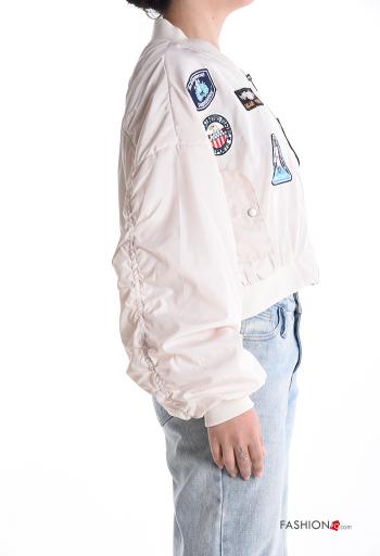 Blusão Bomber curto com forro com fecho com bolsos com elástico - ph 3