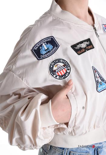 Blusão Bomber curto com forro com fecho com bolsos com elástico - ph 4