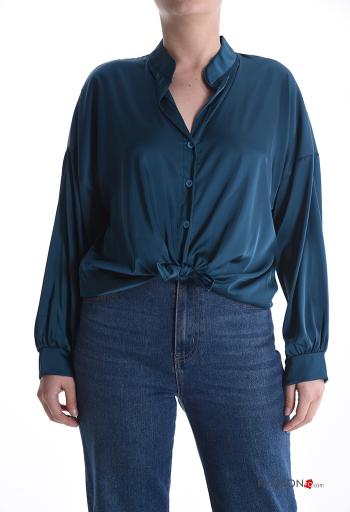 Camicia raso maniche lunghe con bottoni