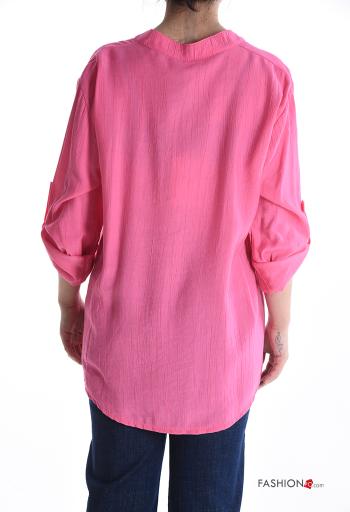 Blouse à col en V manches à trois-quarts - ph 2