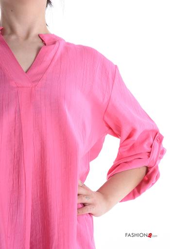Blouse à col en V manches à trois-quarts - ph 4