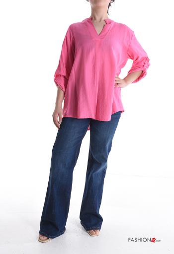 Blouse à col en V manches à trois-quarts - ph 5