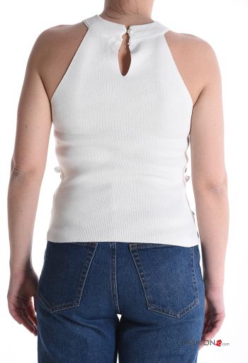 Top senza maniche girocollo con paillettes con bottoni - ph 2