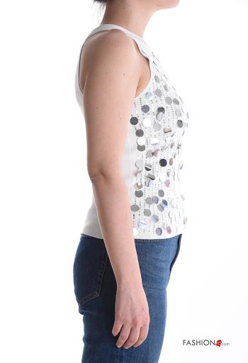 Top senza maniche girocollo con paillettes con bottoni - ph 3