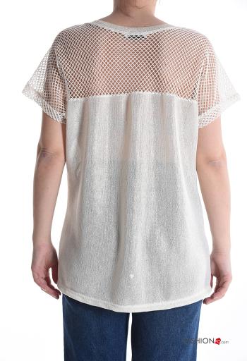 Maglione maniche corte a rete scollo a V - ph 2