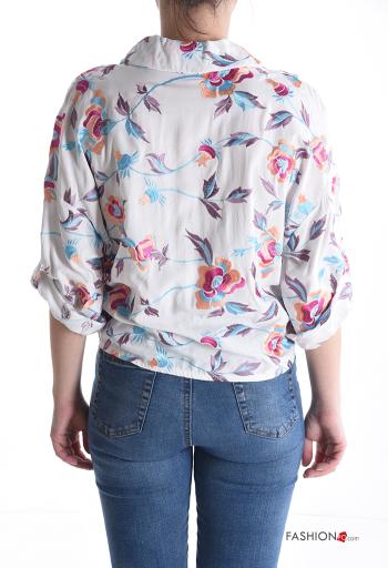 Camicia con colletto Fantasia floreale con bottoni maniche a tre quarti - ph 2