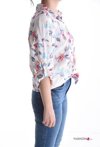 Camicia con colletto Fantasia floreale con bottoni maniche a tre quarti - ph 3