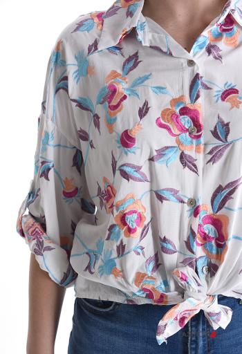 Camicia con colletto Fantasia floreale con bottoni maniche a tre quarti - ph 4