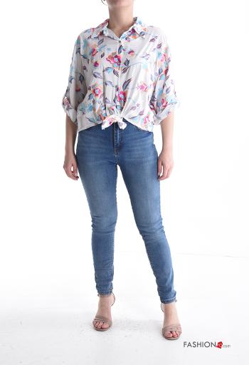Camicia con colletto Fantasia floreale con bottoni maniche a tre quarti - ph 5