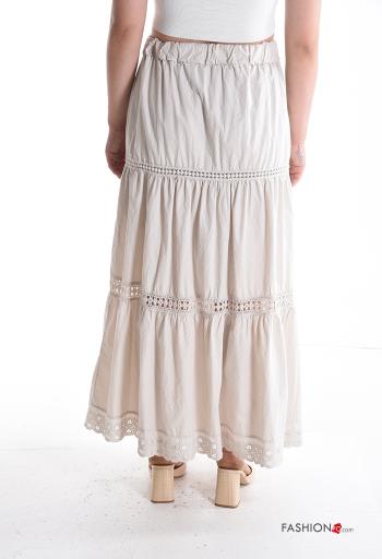 Gonna in Cotone Fantasia ricamata con balze con elastico - ph 2