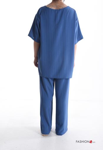Coordinato wide leg maniche corte girocollo Fantasia righe con elastico - ph 2