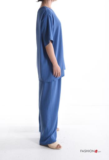 Coordinato wide leg maniche corte girocollo Fantasia righe con elastico - ph 3